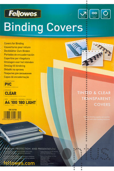 Capa enc. pvc A4 180mic. transp. cristal (100 un.)