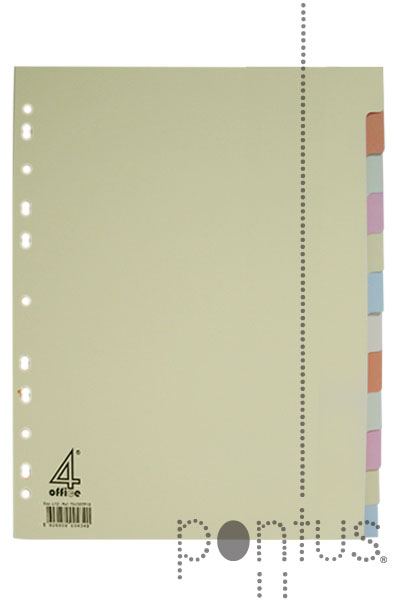&Iacute;ndice separador 4office A4 c/12p cartolina 180g