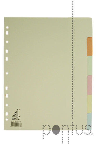 &Iacute;ndice separador 4office A4 c/6p cartolina 180g