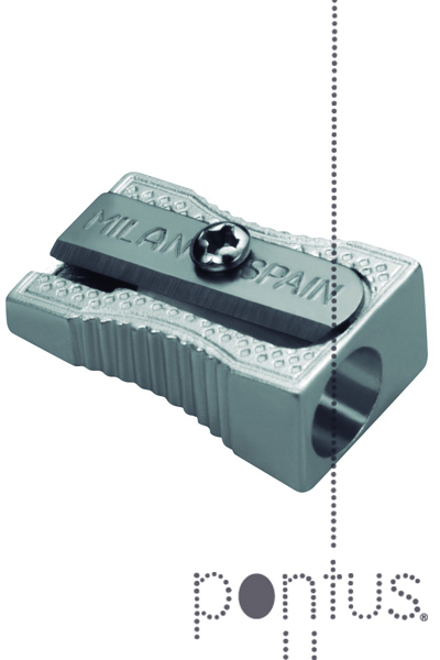 Apara-l&aacute;pis Milan met&aacute;lico c/1 furo