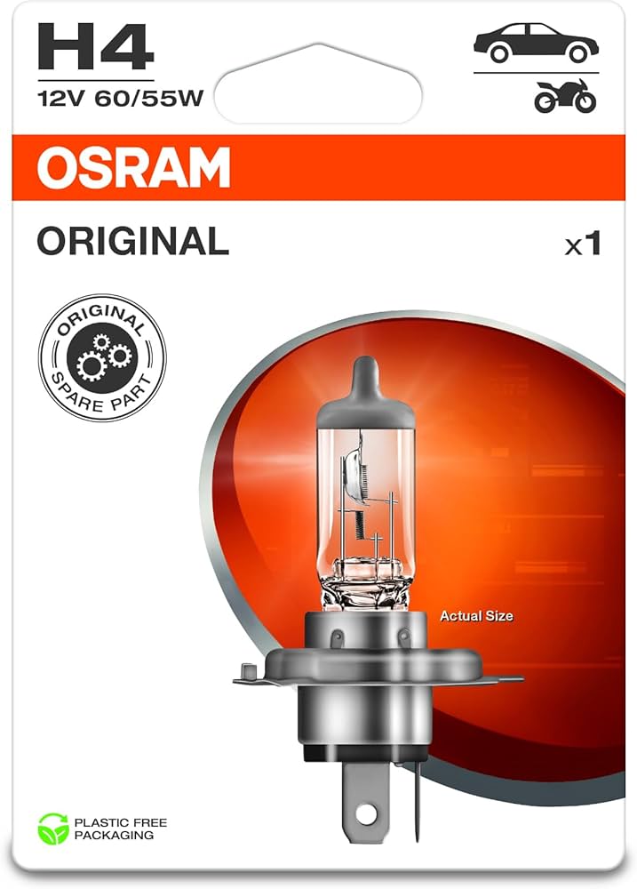 LAMPADA HALOGENIO OSRAM H4 12V60/55W P43T BLISTER 1UND