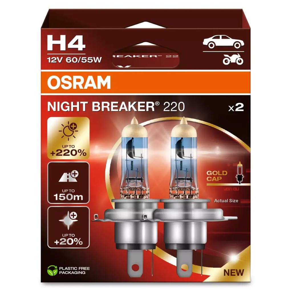 LAMPADA HALOGENIO H4 12V OSRAM NIGHT BREAKER 220%