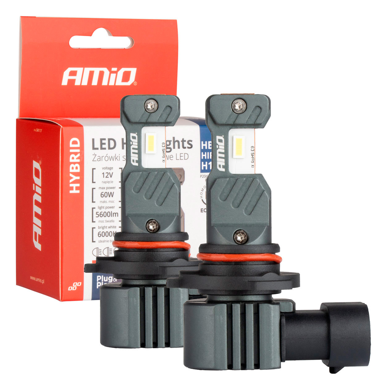 KIT CONVERSÃO LED HB3 HIR1 H10 AMIO HYBRID 12V 60W CANBUS