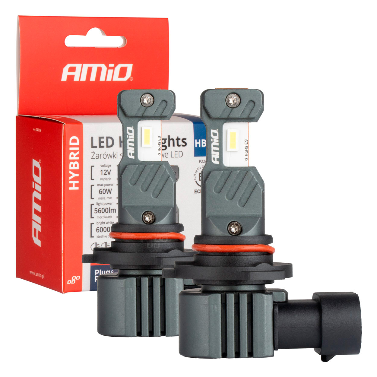 KIT CONVERSÃO LED HB4 9006 AMIO HYBRID 12V 60W CANBUS