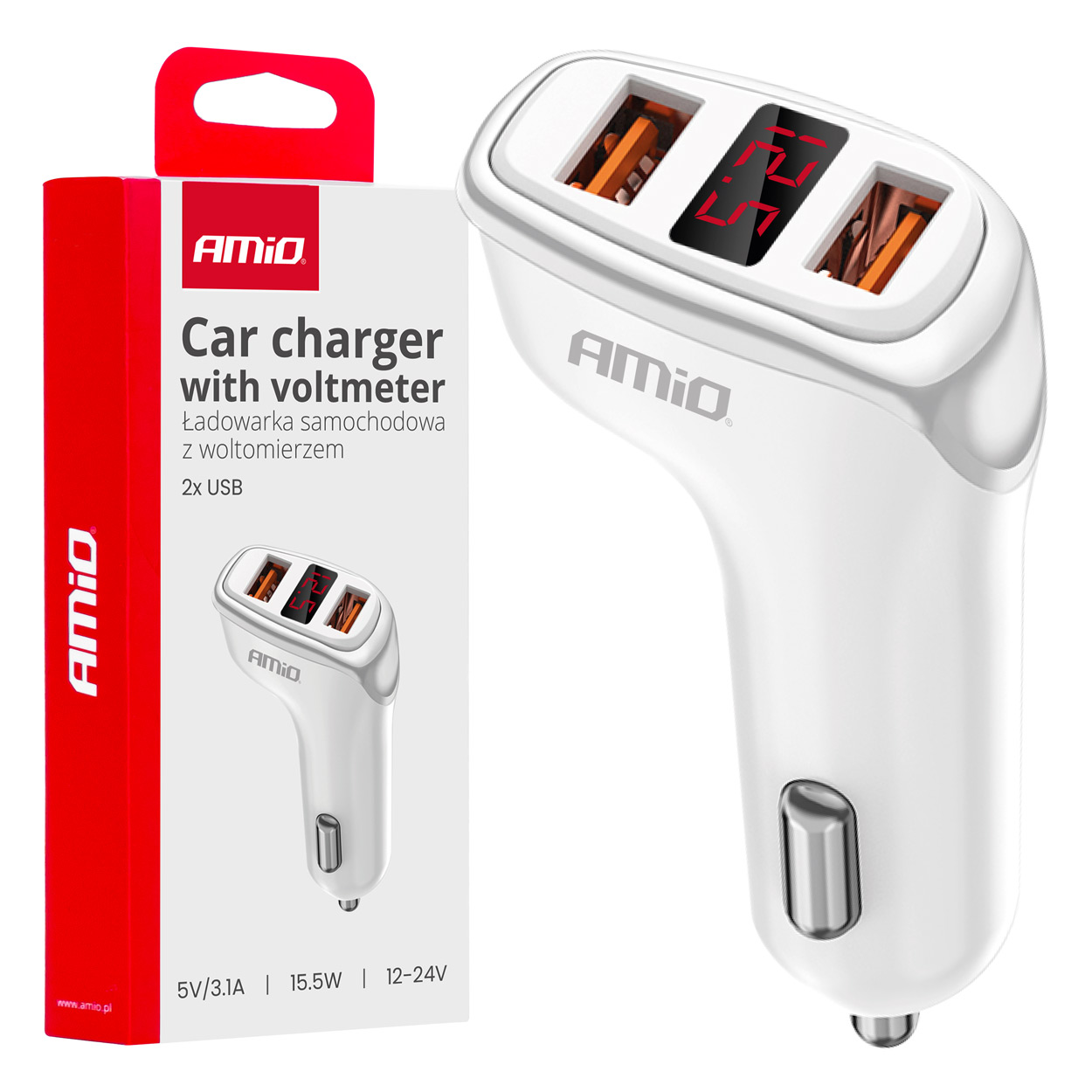 CARREGADOR ISQUEIRO 2x USB-A + SINAL BATERIA 3.1A 12/24V