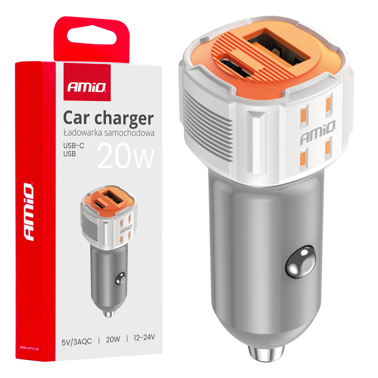 CARREGADOR ISQUEIRO USB-A + USB-C 20W 12/24V