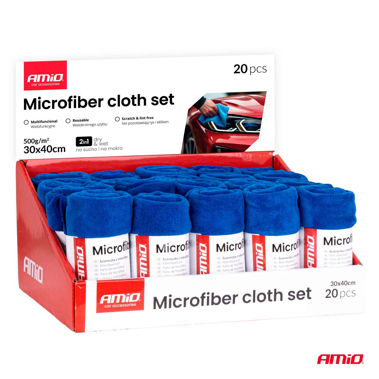 CONJUNTO PANOS MICROFIBRA 20unds 30x40cm 500g
