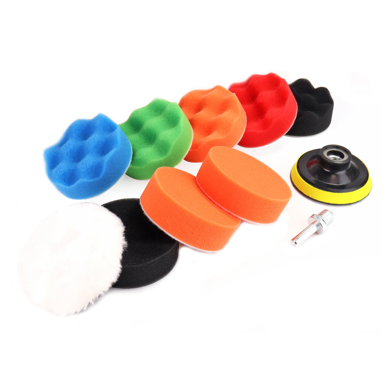 JOGO 8 ESPONJAS POLIMENTO +DISCO PELO +DISCO VELCRO +ADAPTAD