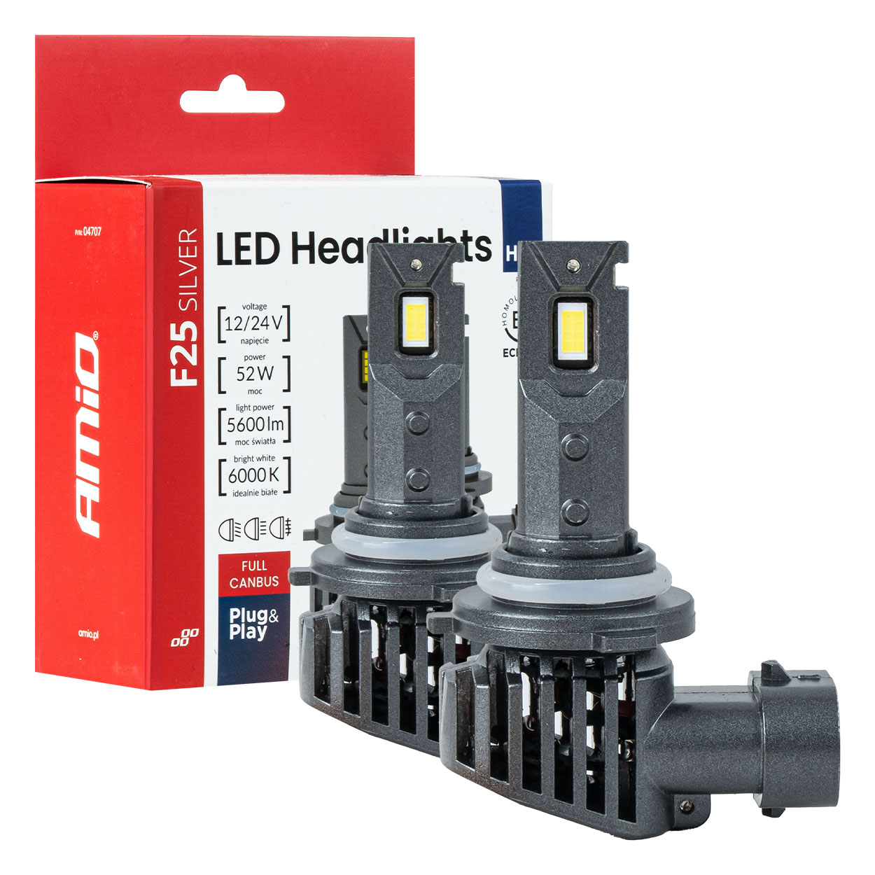 KIT LED AMIO F25 SILVER FULL CANBUS HB4 9006 52W 12/24V