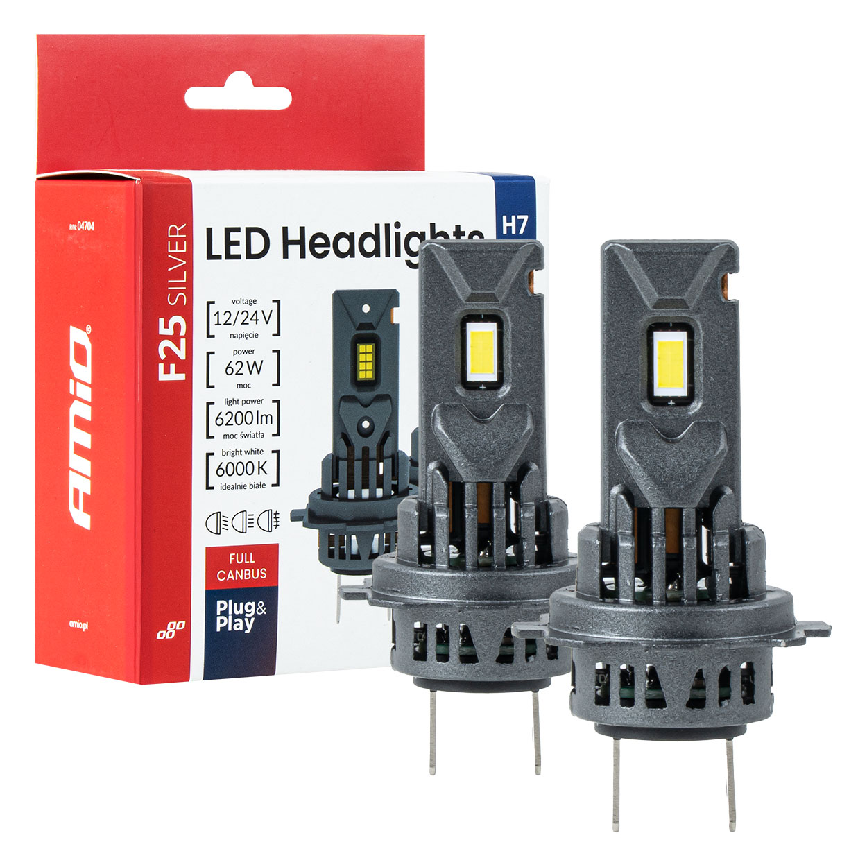 KIT LED AMIO F25 SILVER FULL CANBUS H7/H18 62W 12/24V