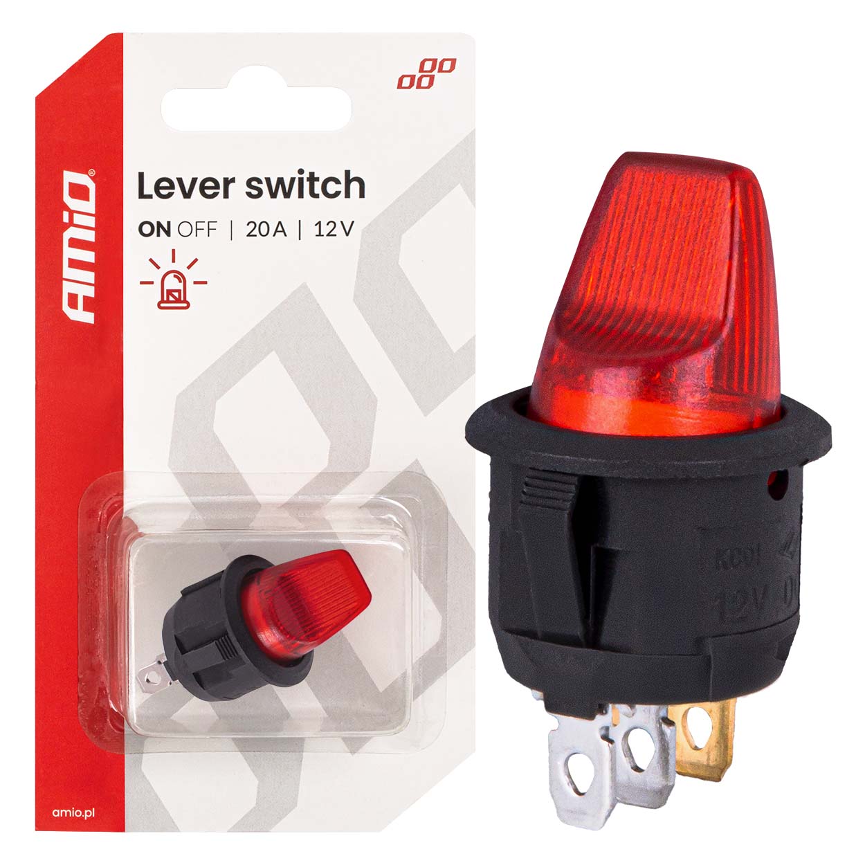INTERRUPTOR DE ALAVANCA VERMELHO 12V 20A