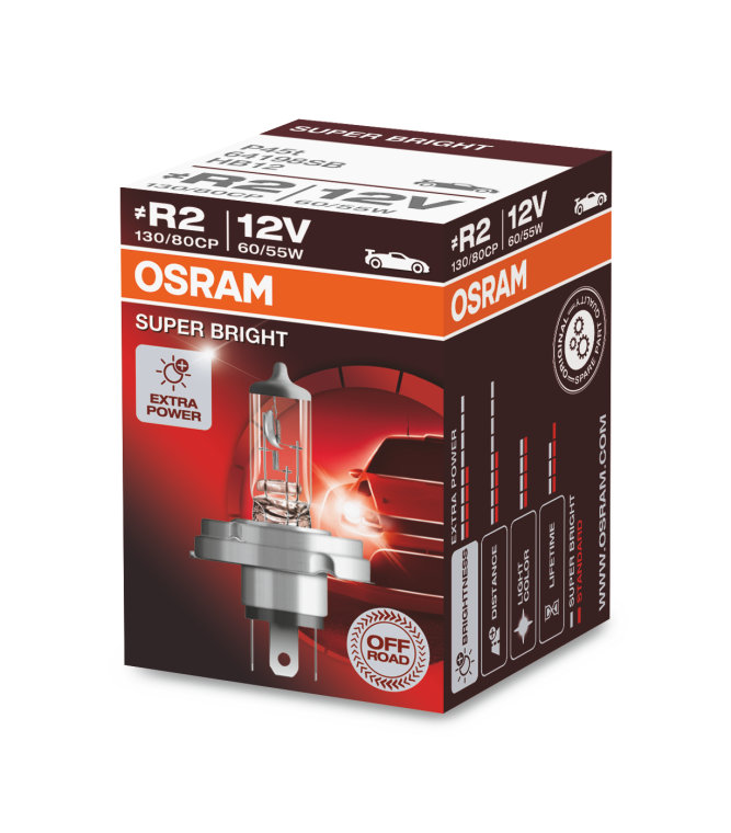 LAMPADA HALOGENIO OSRAM SUPER BRIGHT R2 P45T 12V 60/55W