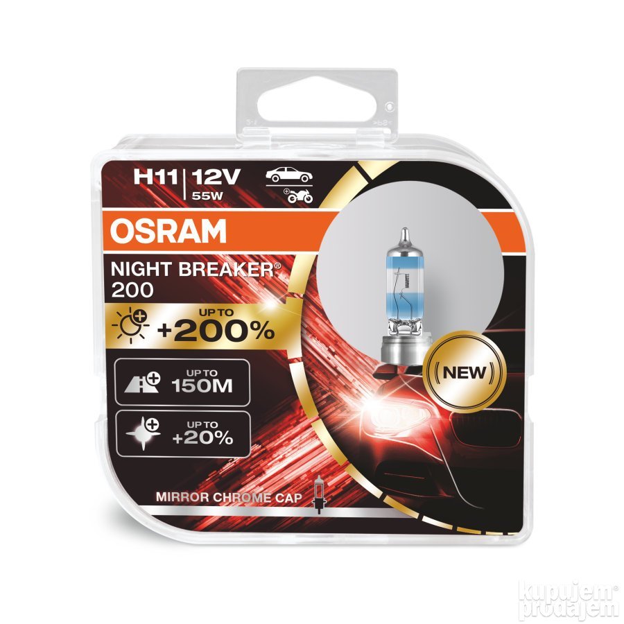LAMPADA OSRAM H11 12V NIGHT BREAKER 200%