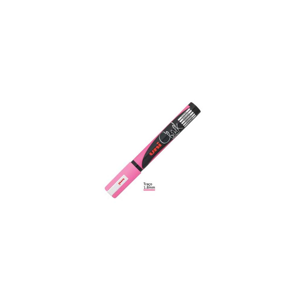 Marcador Giz Rosa Fluorescente 1,8-2,5mm UNI PWE-5M 1un