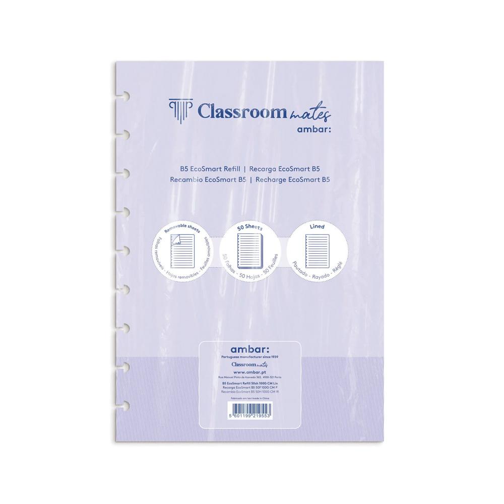 Recarga Caderno Inteligente Ambar EcoSmart B5 Pautado 50Fls