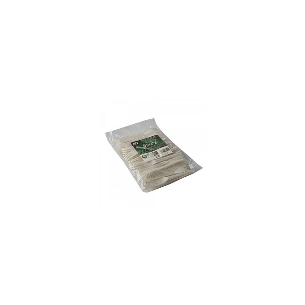 Garfos Biodegradáveis C-PLA 2em1 Serrilha Branco 13,5cm 100u