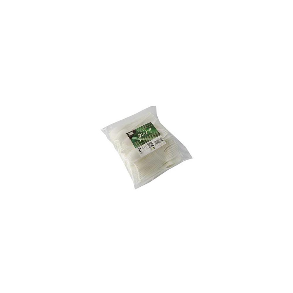 Colheres Garfo Biodegradáveis C-PLA 2em1 15,5cm Branco 100un