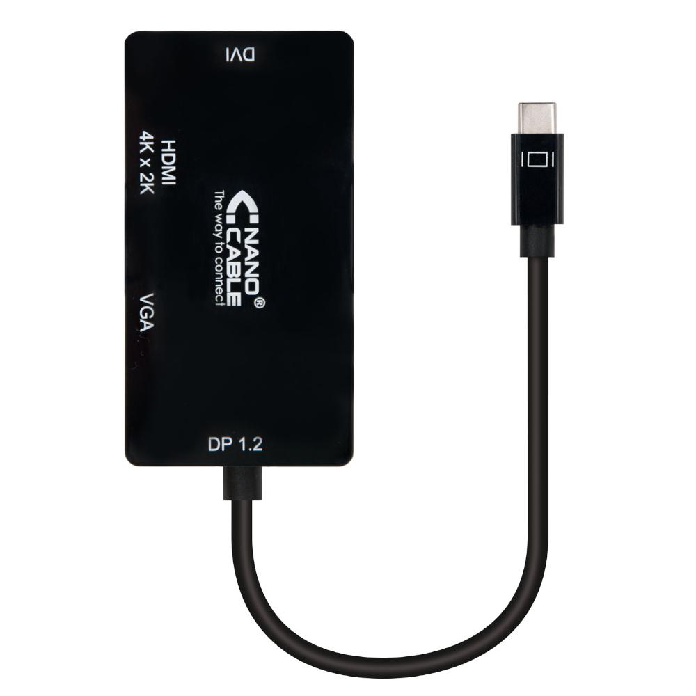Adaptador USB-C para VGA / DVI / HDMI Preto