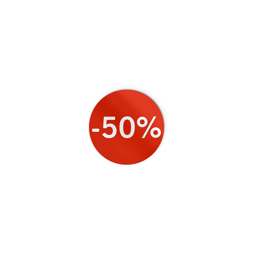 Etiquetas Promocionais Redondas -50% Rolo 400un Vermelho