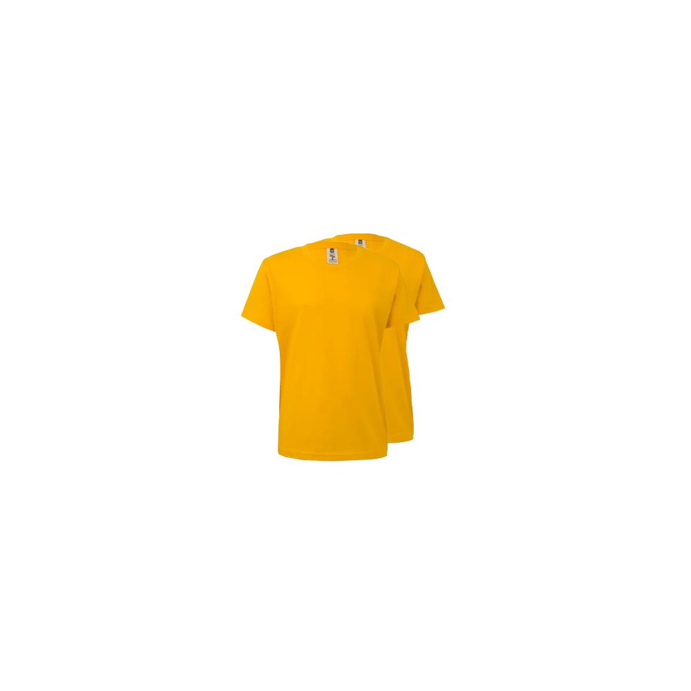T-Shirt Criança Algodão 155g Amarelo Tamanho 5/6 Pack 2un