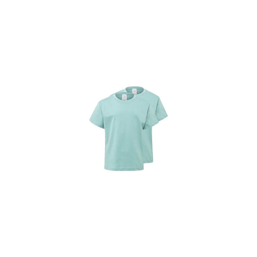 T-Shirt Criança Algodão 155g Verde Pastel Tam 1/2 Pack 2un