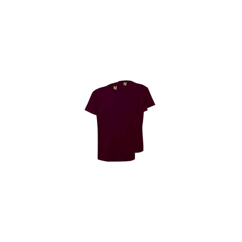 T-Shirt Criança Algodão 155g Bordeaux Tamanho 3/4 Pack 2un