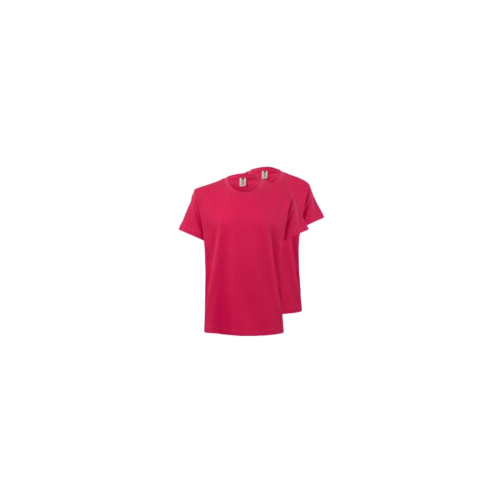 T-Shirt Criança Algodão 155g Rosa Forte Tamanho 7/8 Pack2