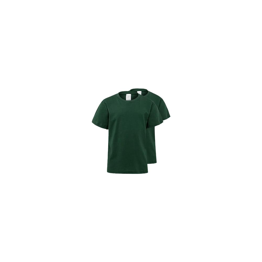 T-Shirt Criança Algodão 155g Verde Garrafa Tam 12/14 Pack2