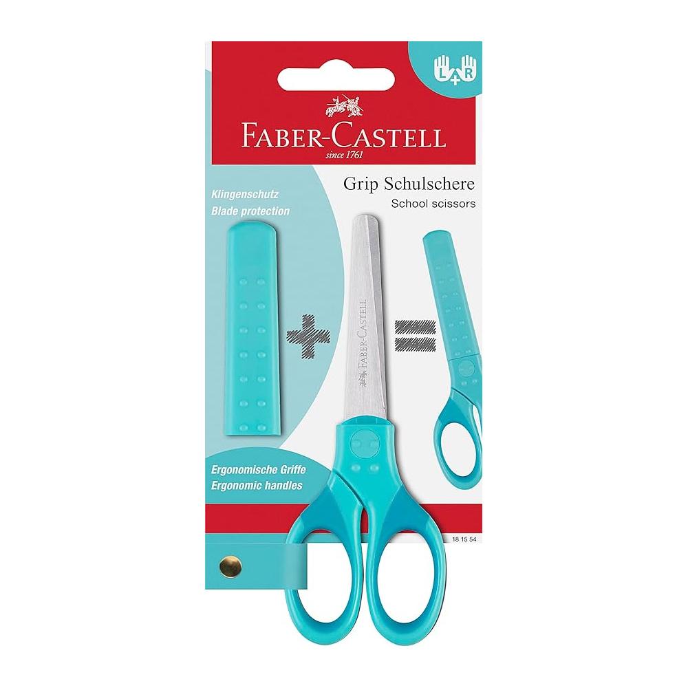 Tesoura Faber-Castell Grip Proteção Azul Turquesa 1un