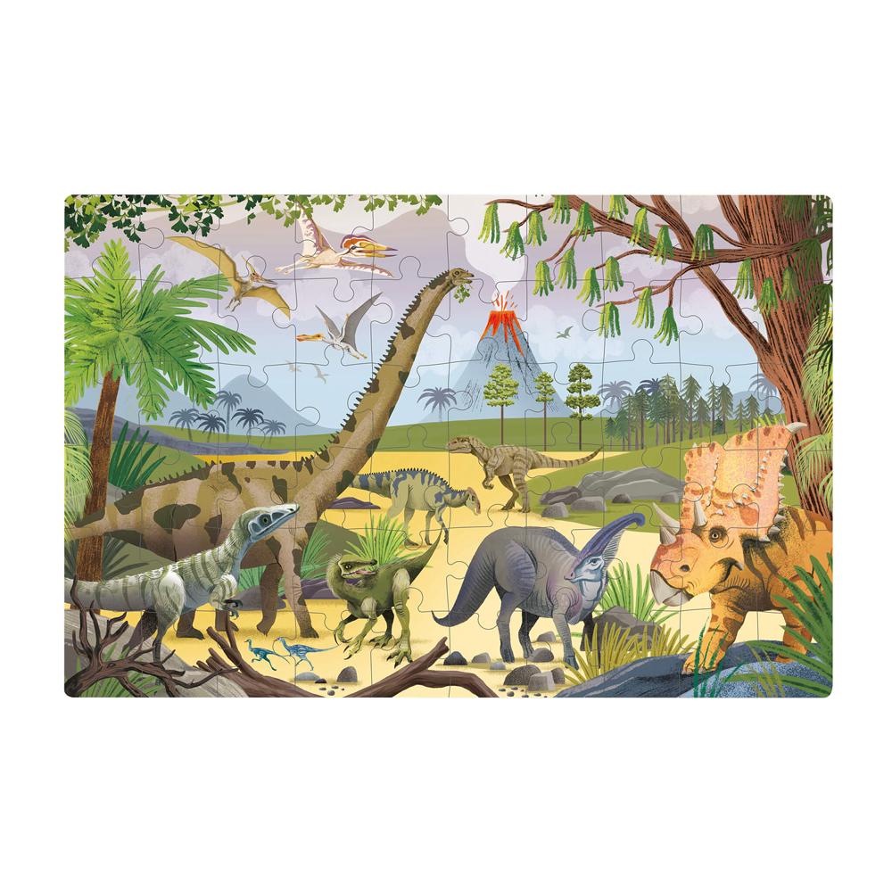 Jogo Educativo Puzzle Apli Fluorescente Dinossauros 60 Peças