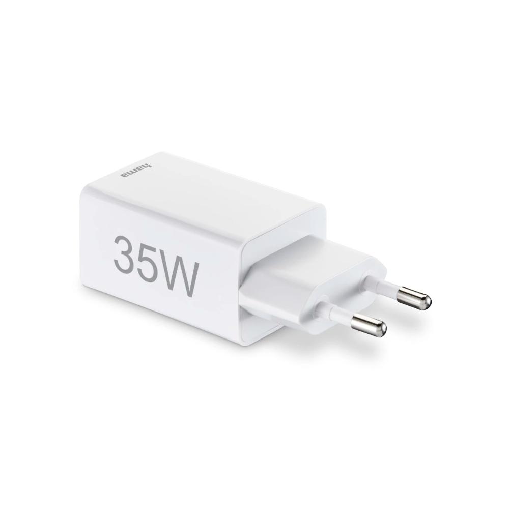Carregador USB-C 2 Portas 35W Rápido Branco