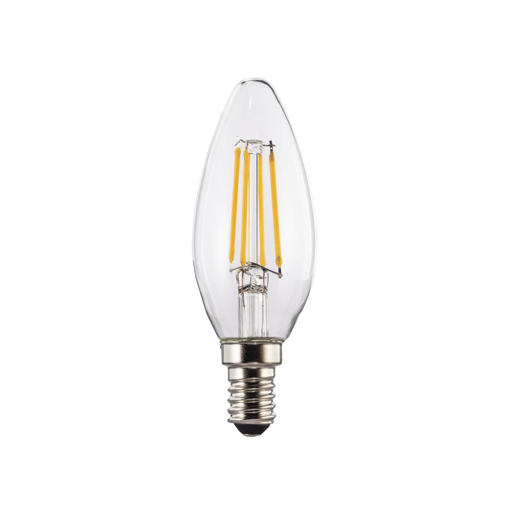 Lâmpada LED E14 Vela 4W 470lm Transparente Branco Quente