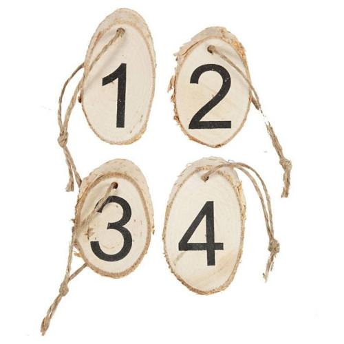 Rodelas Ovais de Madeira com Números - Conj.4