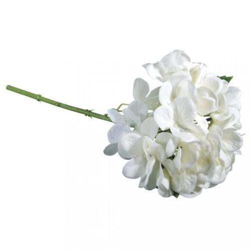 Flores Artificiais - Hortênsia com Folhas D: 18cm Branca