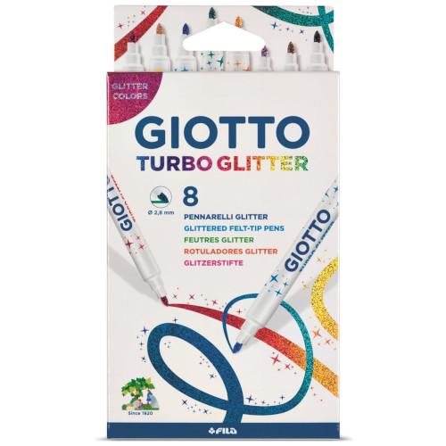 Marcador Giotto Turbo Glitter - 8 Cores Clássicas