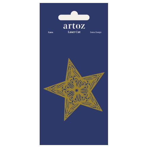 Artoz - Estrela Dourada de Papel em Relevo - Conj. 3
