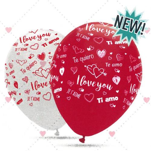 Balões 2 Cores I Love You - Saco 10 Uni