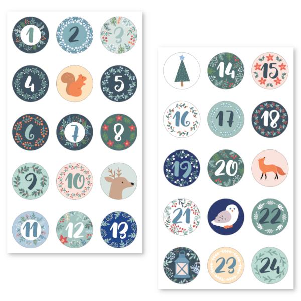 Stickers Redondos com Números e Figuras