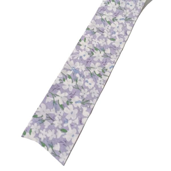 Fita de Tecido Floral 40mm - Lilás Flores Brancas
