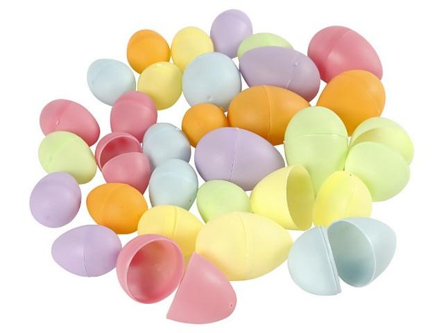 Ovos Abertos em Plástico Colorido 4,5cm - conj. 24