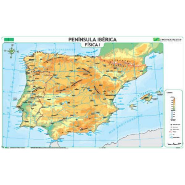 Mapa Geográfico 120x80cm - Península Ibérica Físico