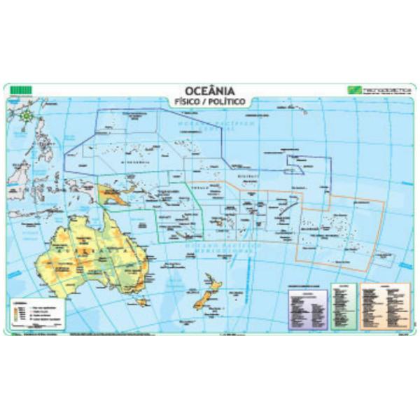 Mapa Geográfico 120x80cm - Oceânia Físico/Político