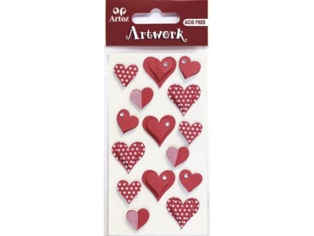 Artoz Stickers 3D - Corações Vermelhos