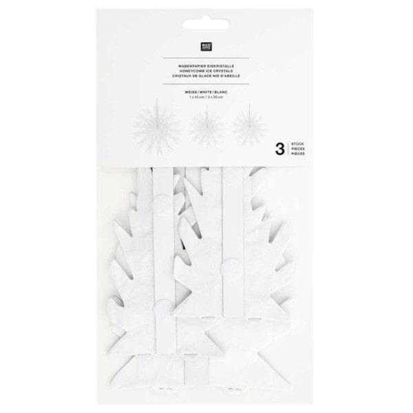 Conj. 3 Flocos de Neve em Papel 30cm e 45cm