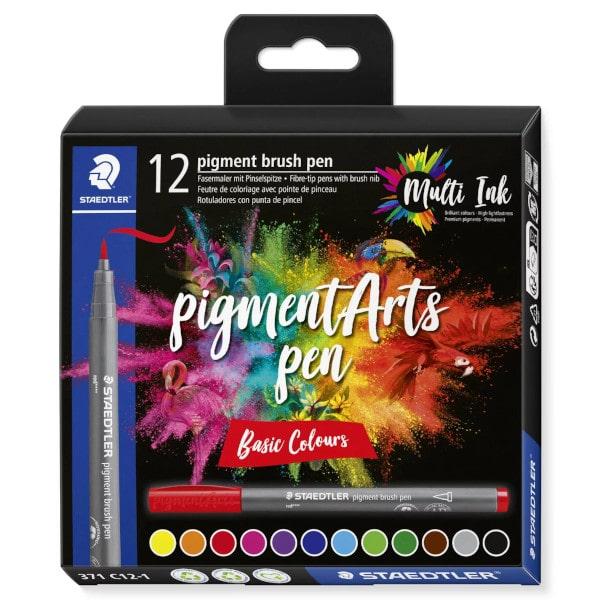 Pigment Arts-Marcador Ponta Pincel Cx 12 Cores Básicas
