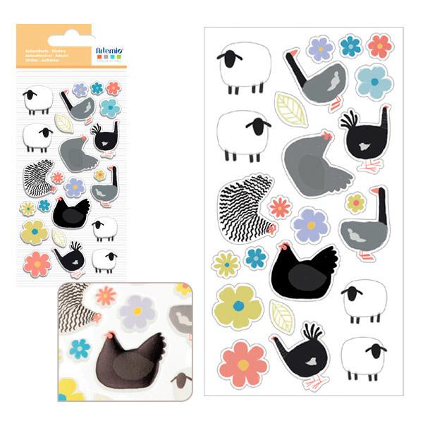 Stickers Puffies Páscoa - Pato, Galinhas, Ovelhas e Flores