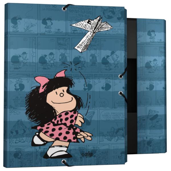 Capa Portfólio com Elásticos Mafalda Avião Azul Ganga - A4