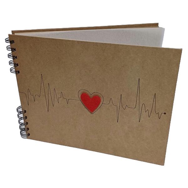 Bloco de Argolas em Cartão Kraft 25x22cm - Cardiograma Amor