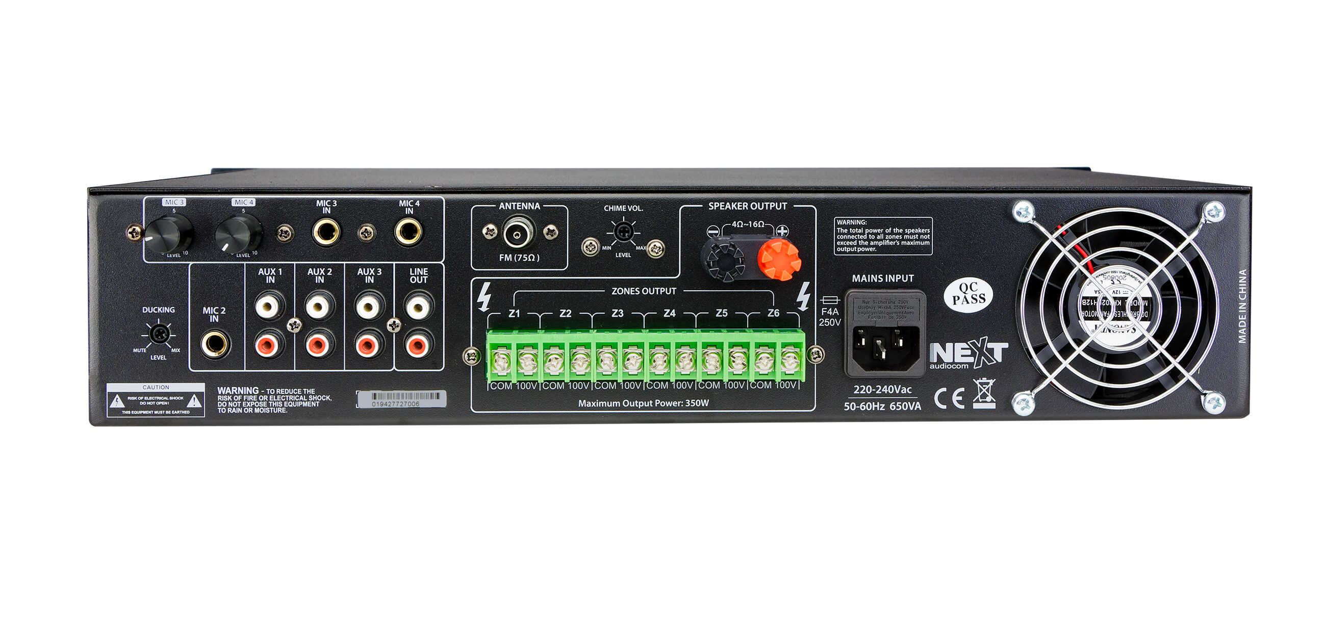 NEXT-Audiocom-mx350-operation-70v-100v-4Ω-16Ω