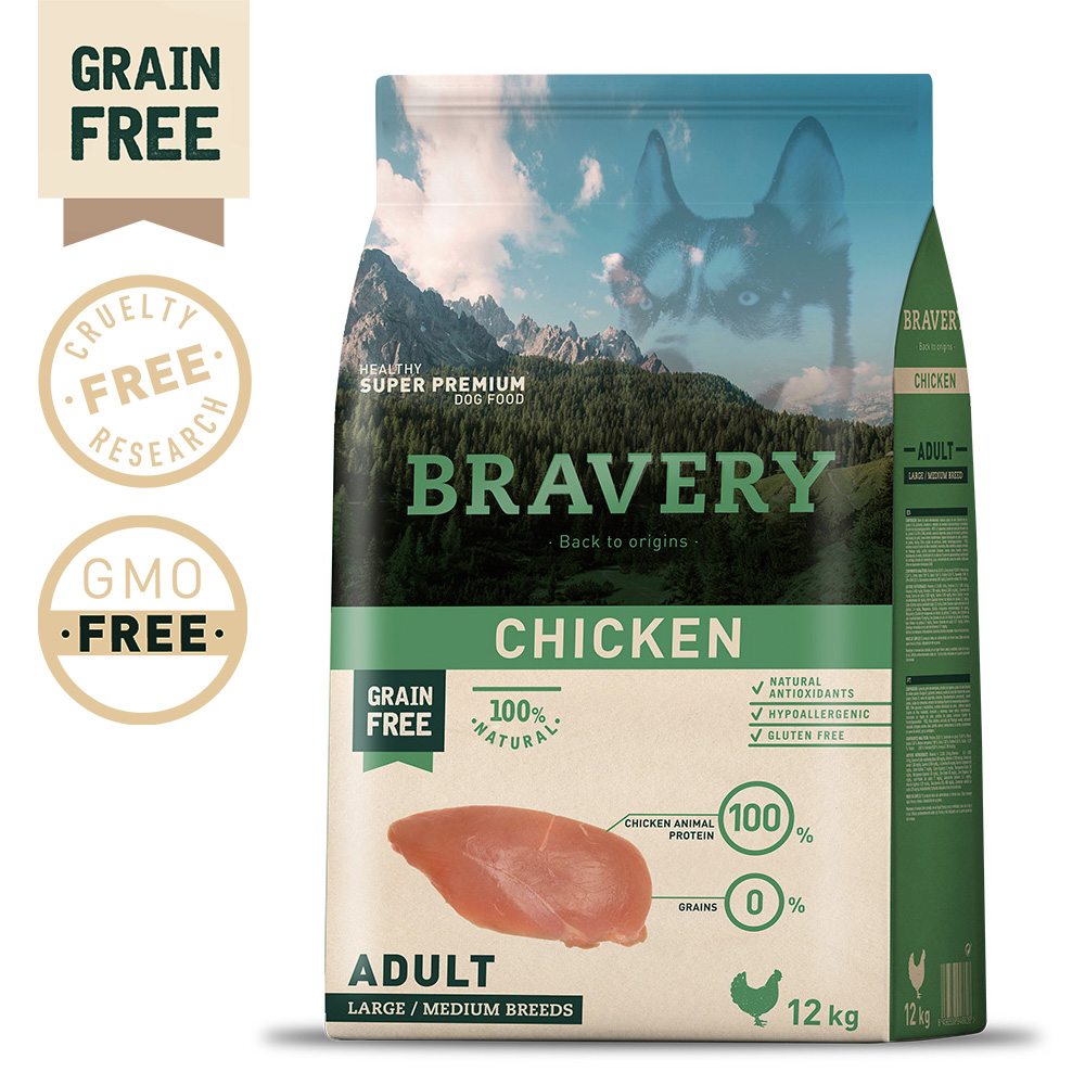 BRAVERY - CHICKEN ADULT MEDIUM/LARGE BREEDS (GRAIN FREE)